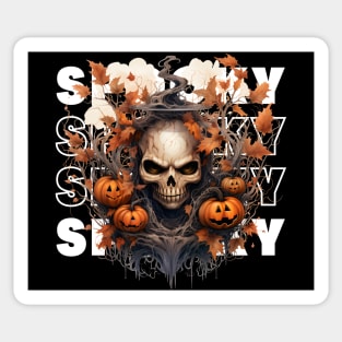 Watercolor Spooky Skeleton & Pumpkins Sticker